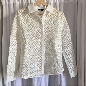 Sheer Patterned Button Up
